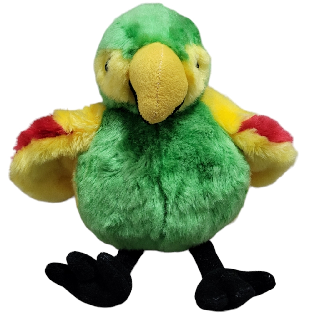 Parrot Macaw Plush Bird stuffed animal Colorful Green Red Yellow Unipak 2011